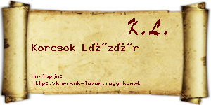 Korcsok Lázár névjegykártya